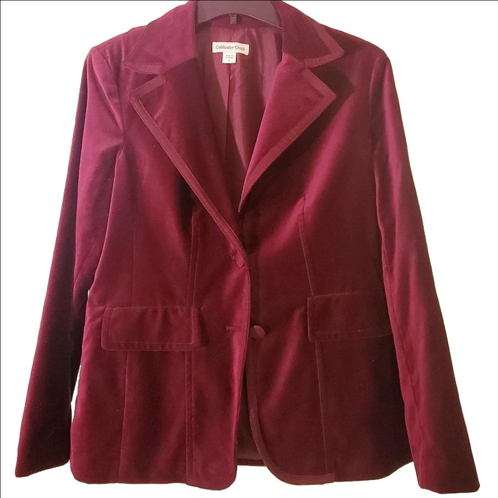 Coldwater Creek BURGUNDY / WINE Velvet Jacket Size 8